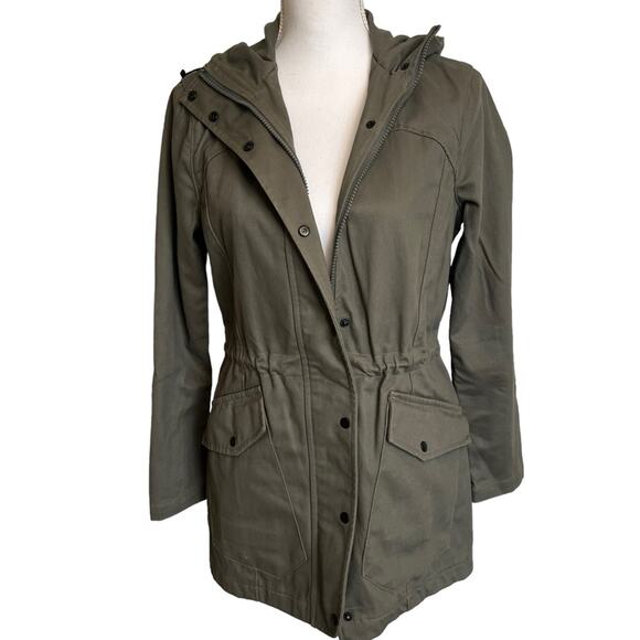 Betabrand Morning Mess Jacket Coat Hooded Army Green Cotton Twill Lined  Size XS - Picture 1 of 14